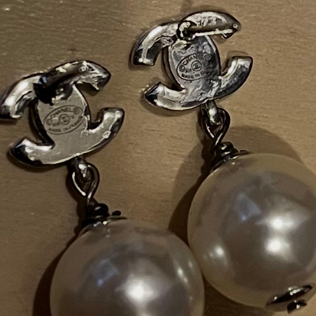 正規品　CHANEL パールドロップピアス　ストーン　ココマーク　パール