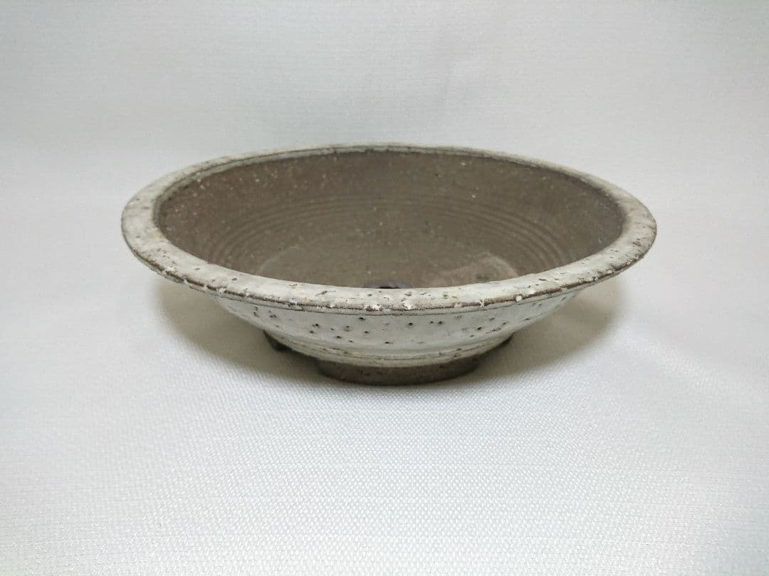 45 盆栽鉢 円形中鉢大★落款入　白模様