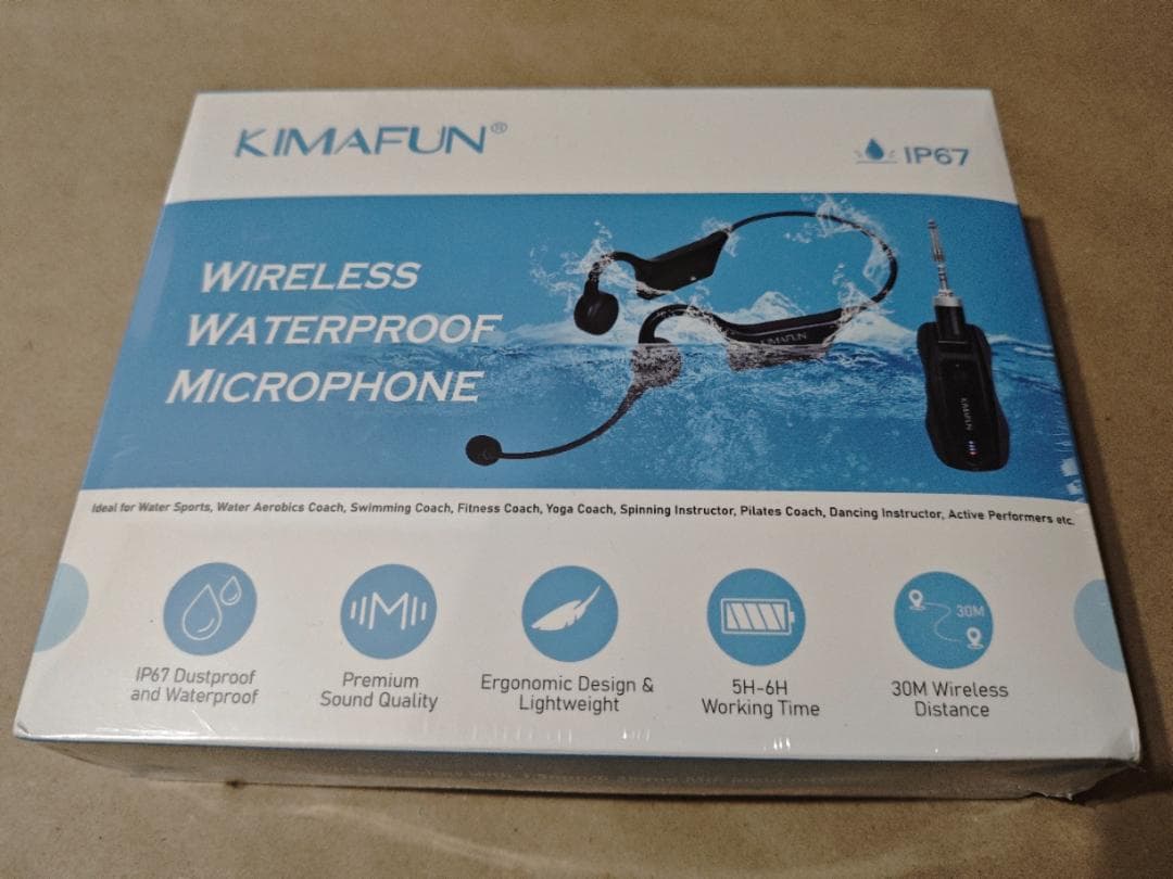 KIMAFUN 完全防水ワイヤレスマイク 2人用 2.4Gヘッドセットマイク