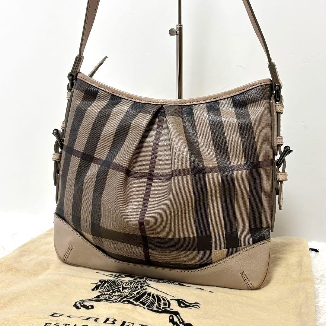 【美品】 バーバリー ショルダーバッグ 斜め掛け スモークドチェック