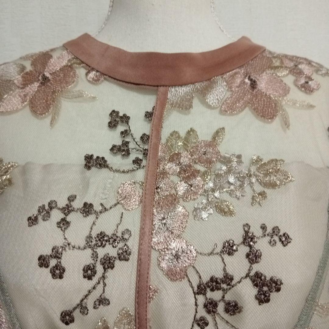 【新品未使用】formforma ロングワンピース　総刺繍 13号 ピンク系