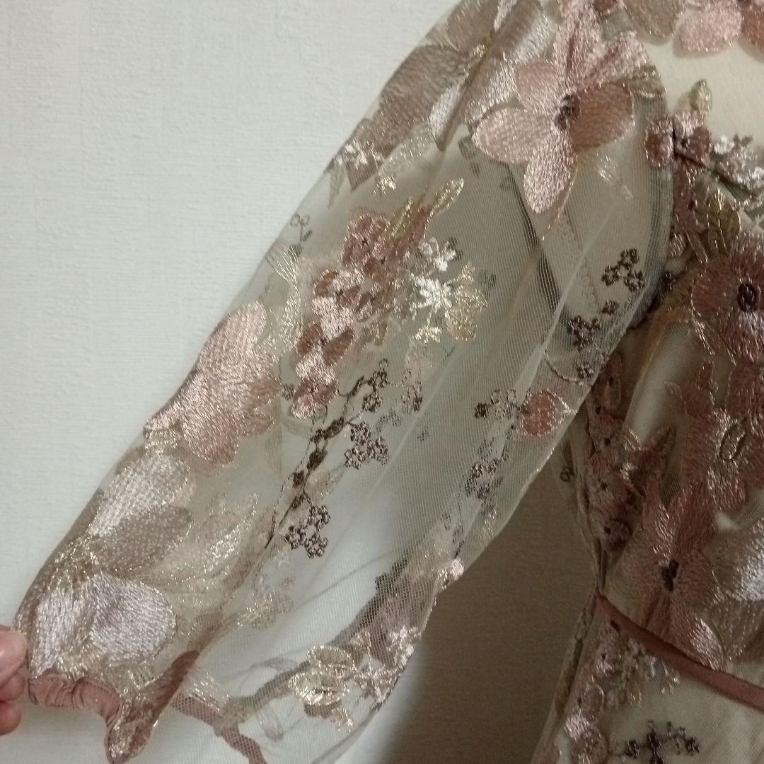 【新品未使用】formforma ロングワンピース　総刺繍 13号 ピンク系