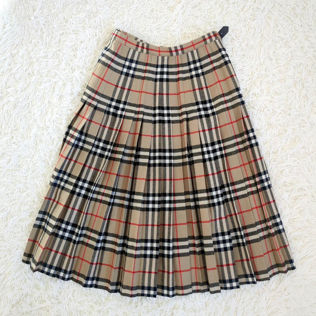 極美品✨️BURBERRY プリーツ フレアスカート ノバチェック ベルト