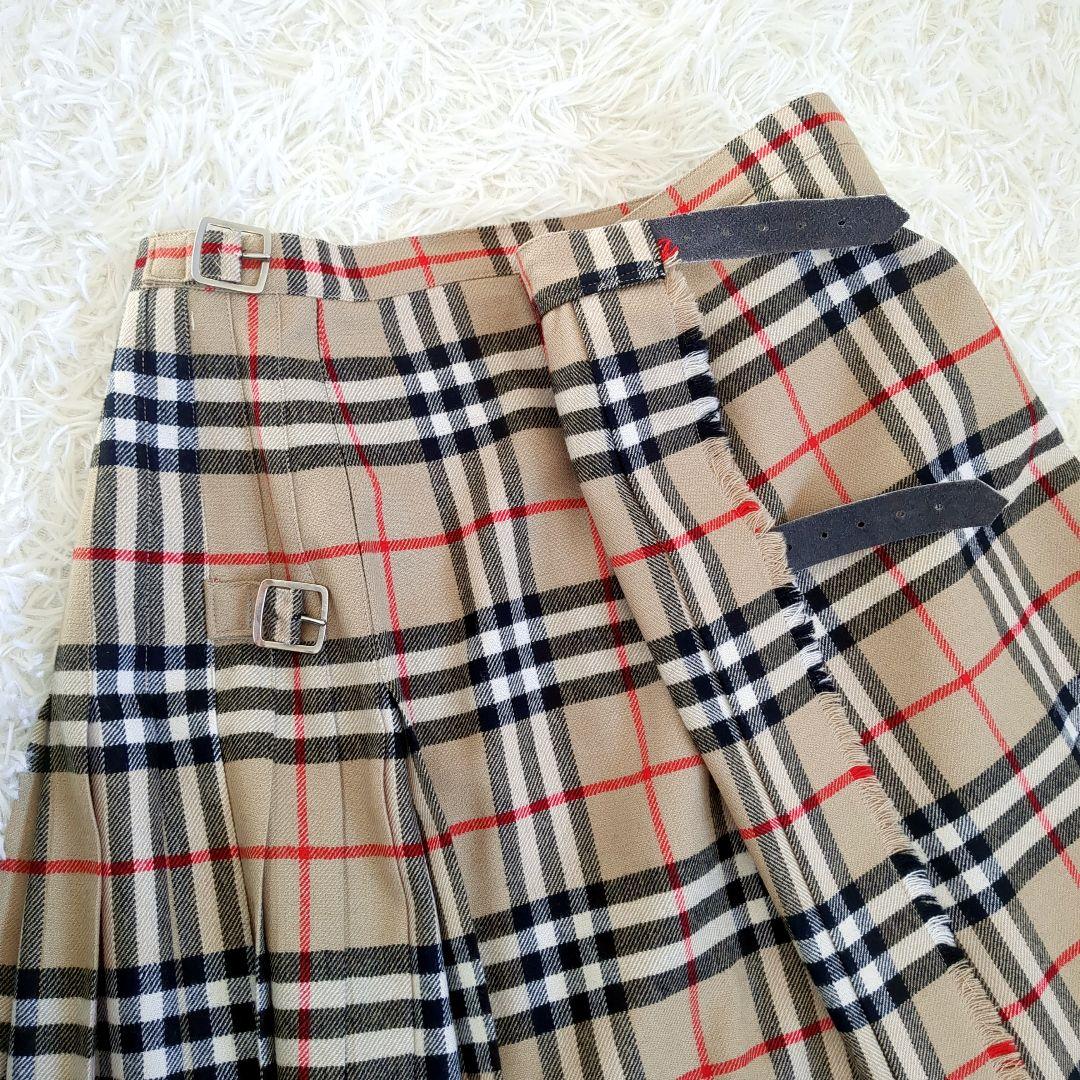 極美品✨️BURBERRY プリーツ フレアスカート ノバチェック ベルト