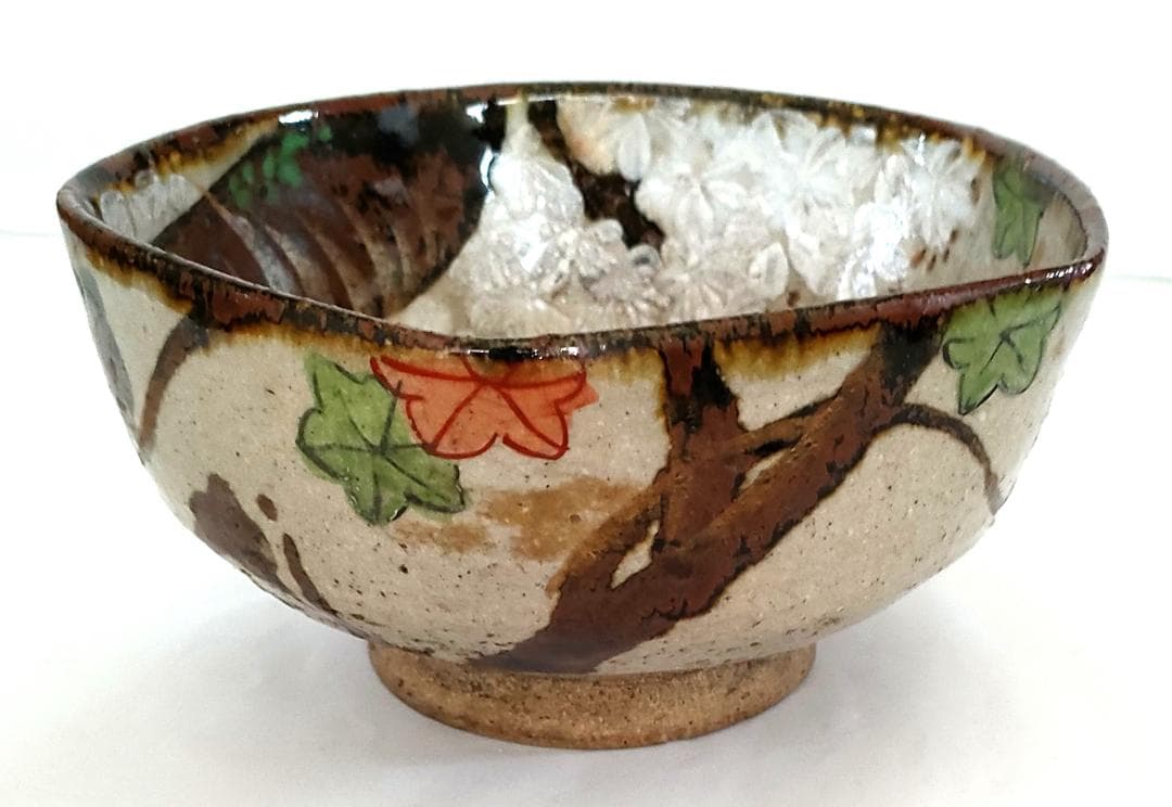 陶器 楓色絵図 五角形鉢 Ab-181