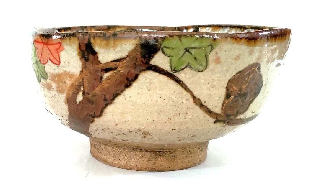 陶器 楓色絵図 五角形鉢 Ab-181
