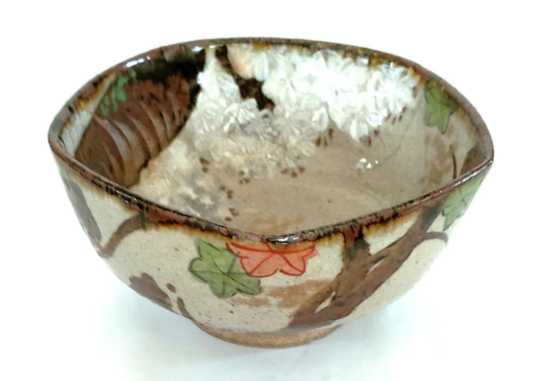 陶器 楓色絵図 五角形鉢 Ab-181
