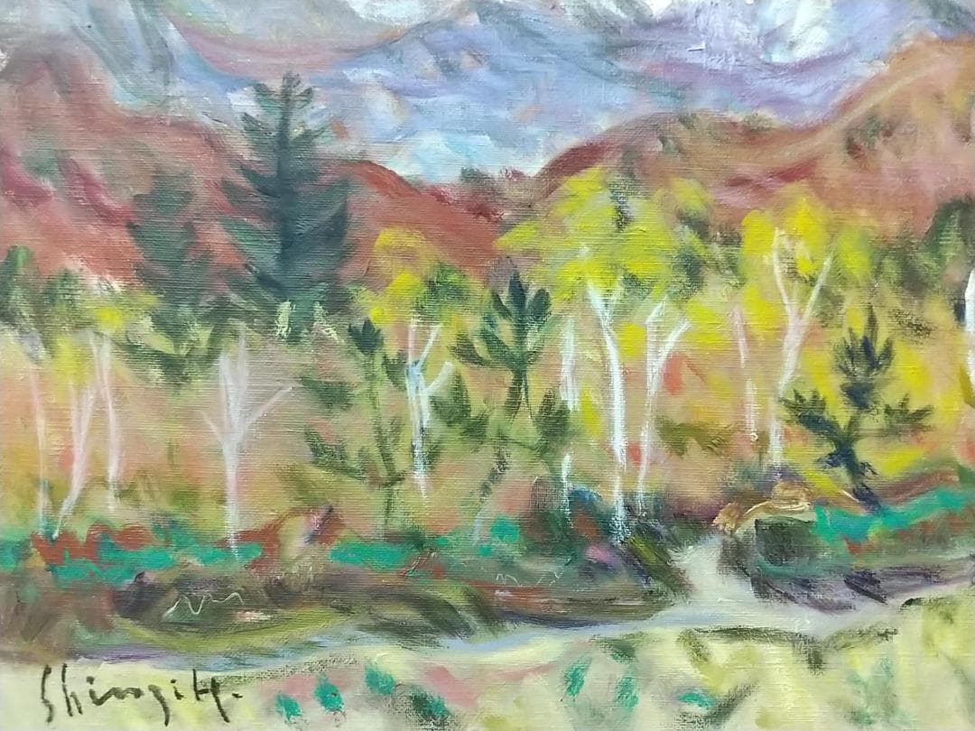 F8 絵画「乗鞍高原」1988 油絵 油彩画 風景画 アート