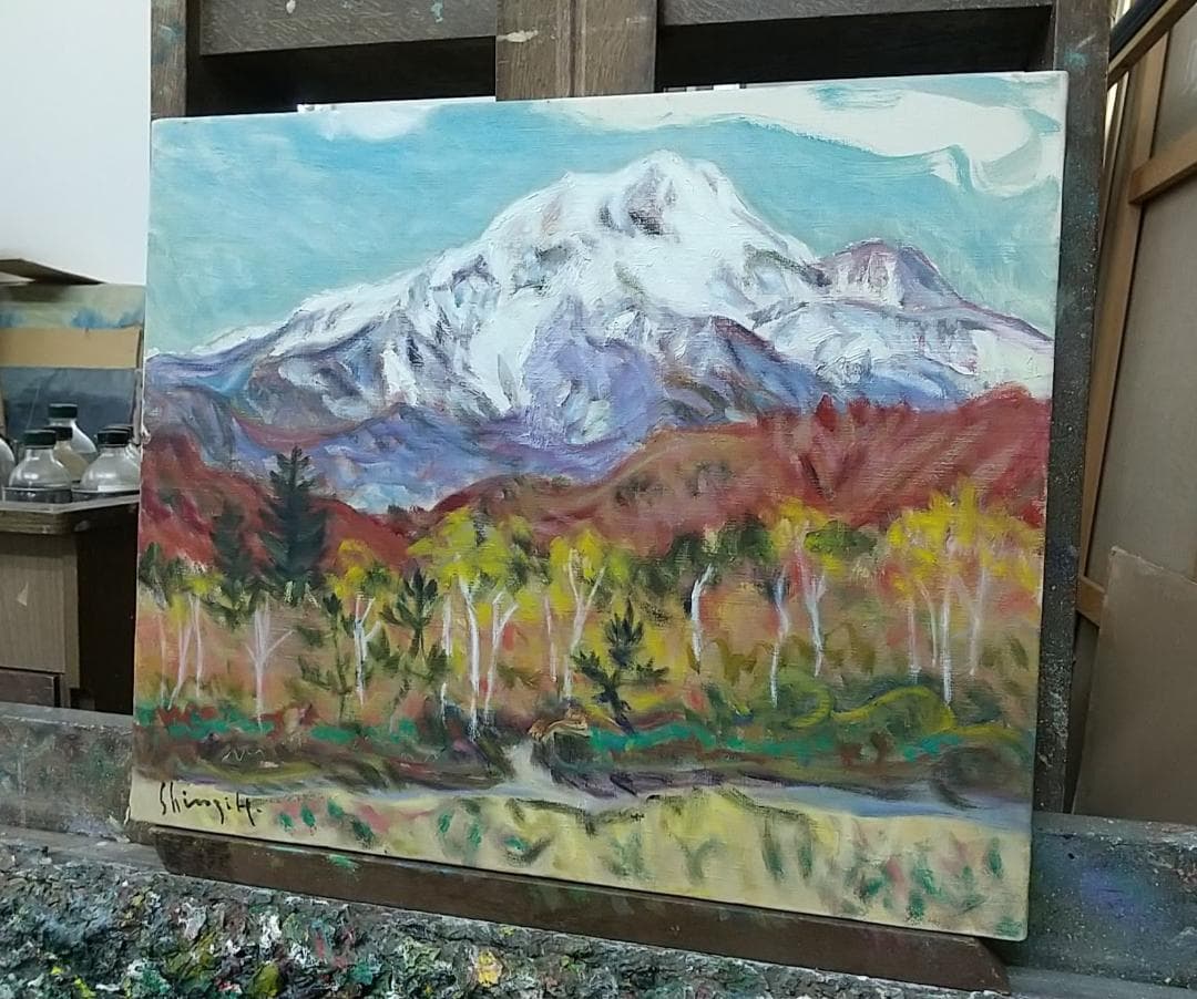 F8 絵画「乗鞍高原」1988 油絵 油彩画 風景画 アート