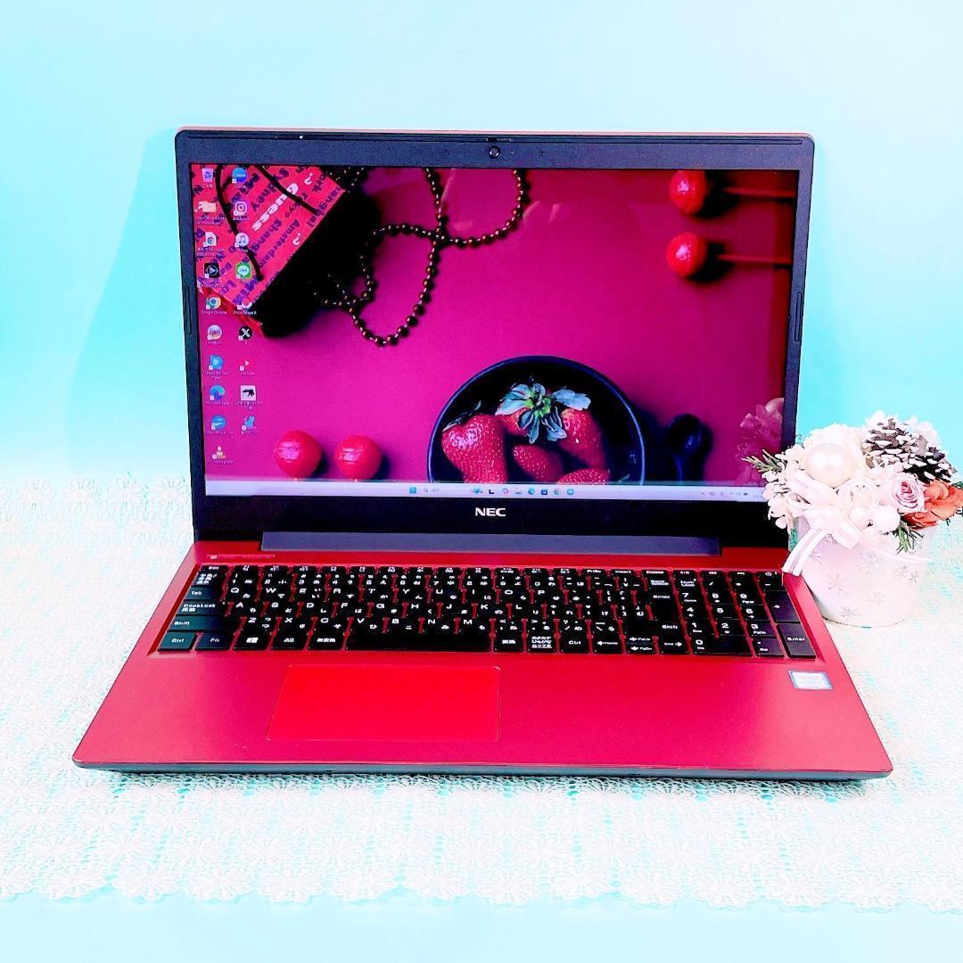 第8世代Corei7✨️薄型赤ノートパソコンWin11ブルーレイSSDカメラ1TB