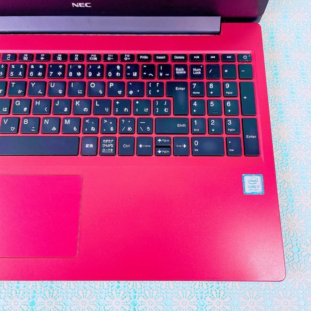 第8世代Corei7✨️薄型赤ノートパソコンWin11ブルーレイSSDカメラ1TB