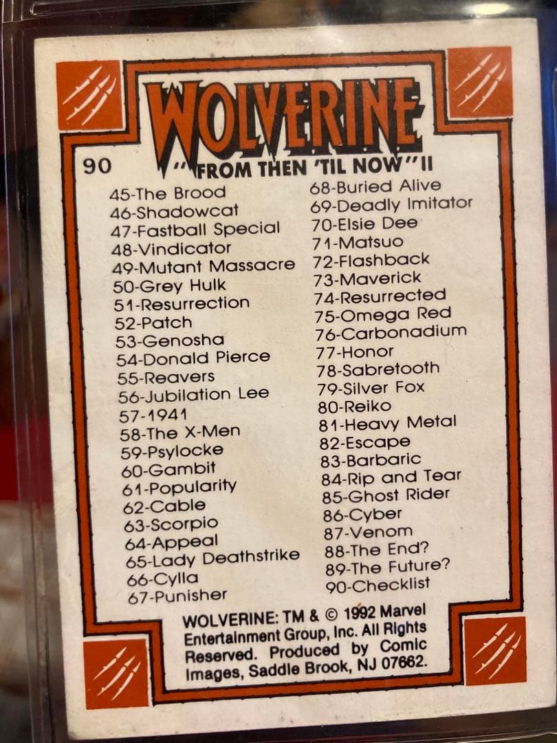 1992 ウルヴァリン \"FROM THEN 'TIL NOW\" II 全90種