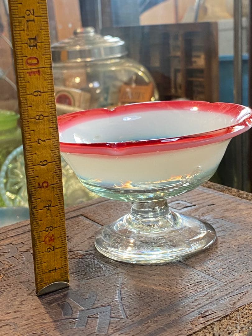 専用です。大正〜昭和初期　氷コップ　乳白色　赤と青　セット