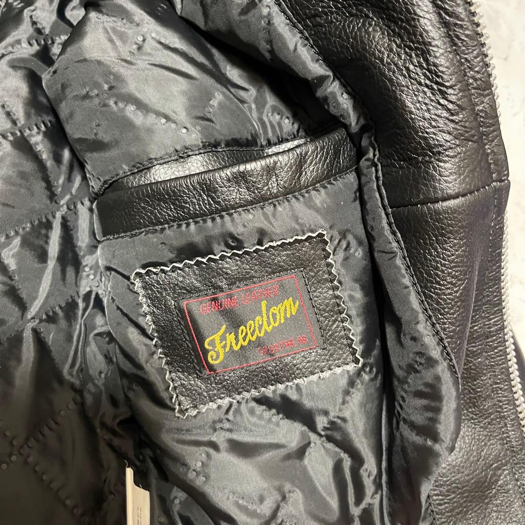 良品 FREEDOM 水牛革 レザー ジャケット シングル ライダース