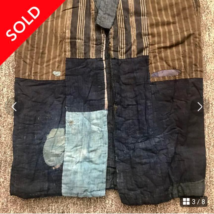 襤褸 野良着 着物 木綿 藍染 刺し子 継はぎ ヴィンテージ 綿入