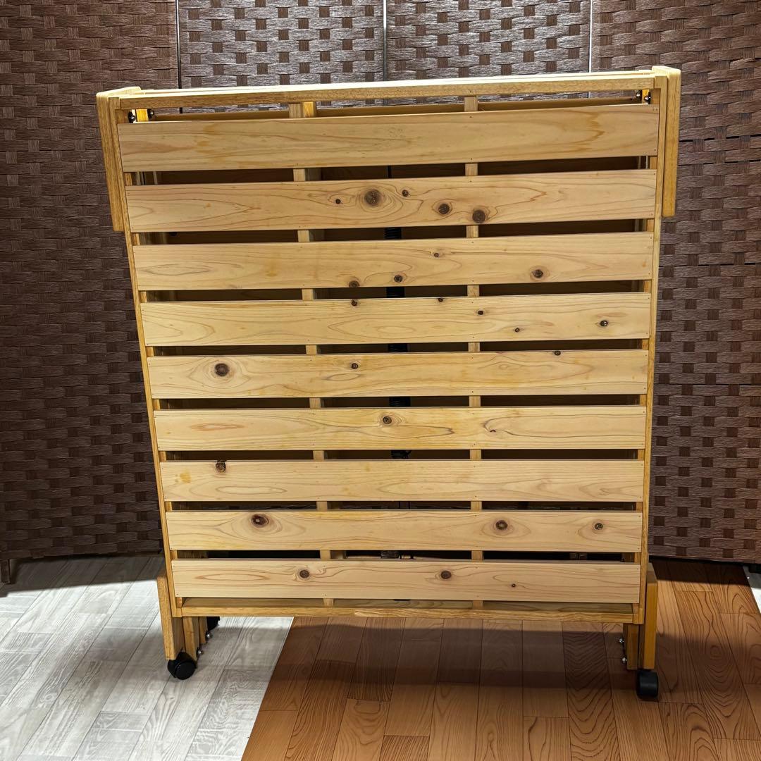 【美品】中居木工 折りたたみスノコベッド シングルサイズ　天然木