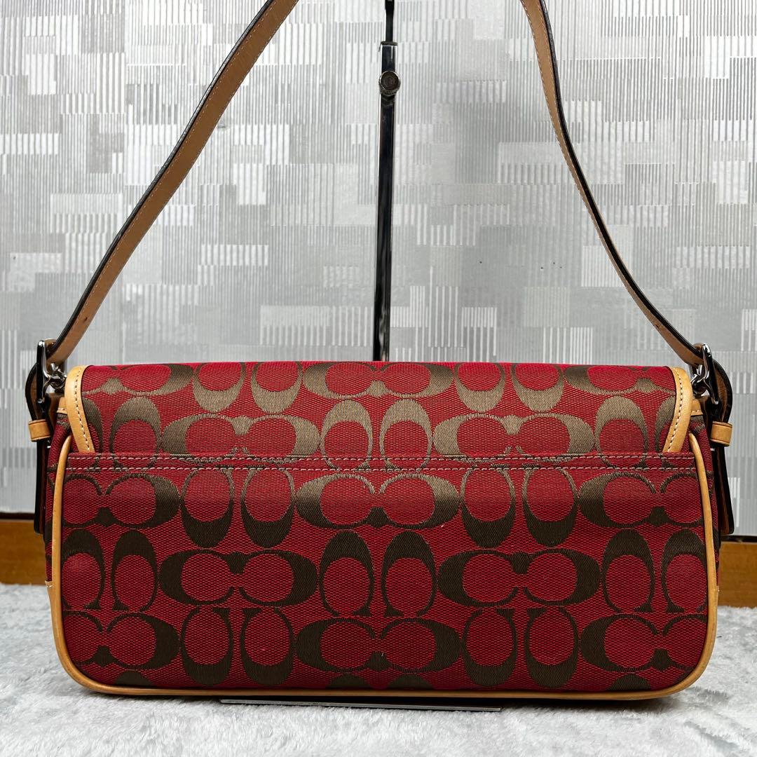 バッグ Coach Signature Clip Flap Red Bag