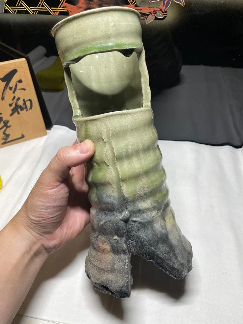 美濃焼。名作家。山田 正和。花器。超美品。舊家蔵出し。茶道具。華道具。希少品。