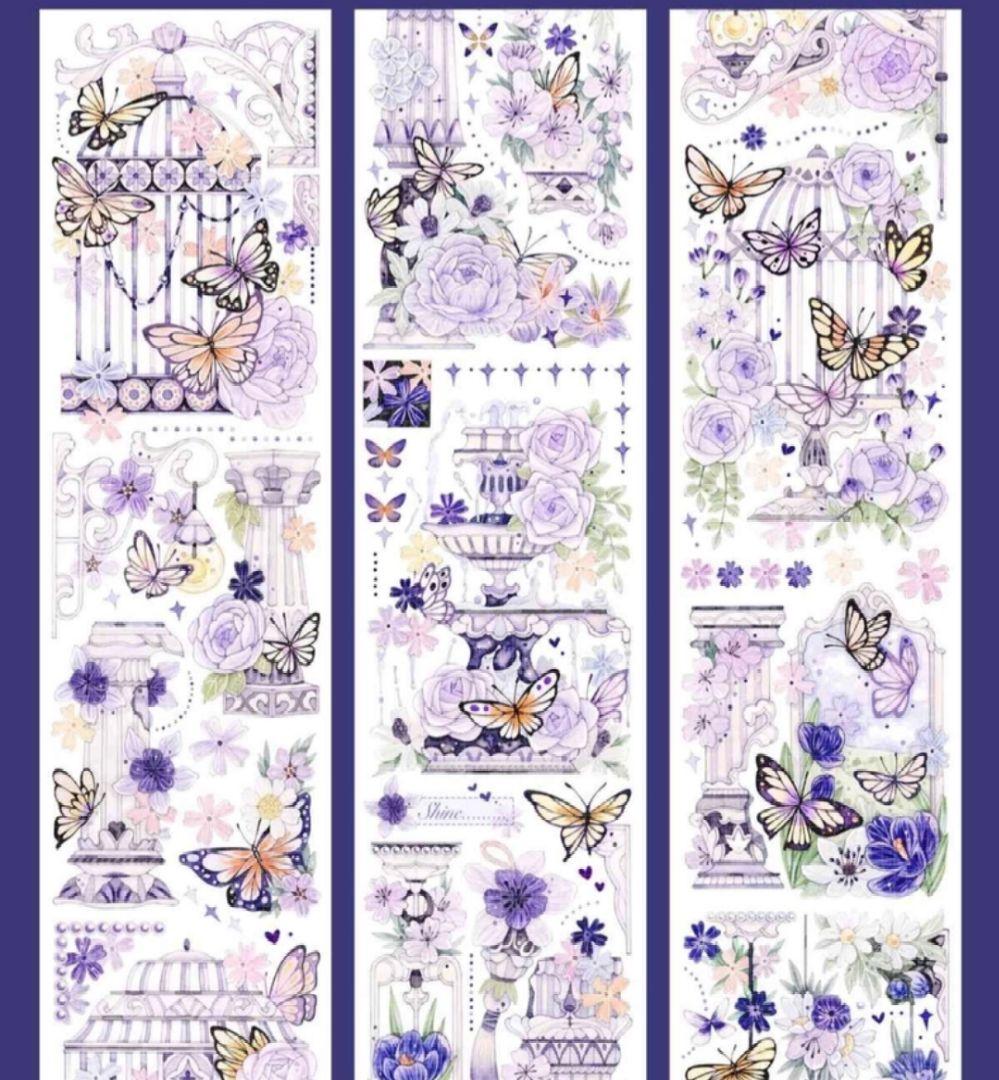 巻売 583★ 海外 マスキングテープ マステ PET 装飾 花 蝶 贝壳光