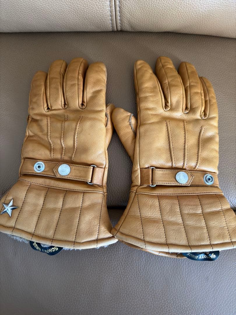 Schott (ショット) ウィンター レザーグローブ ミッド キャメル色