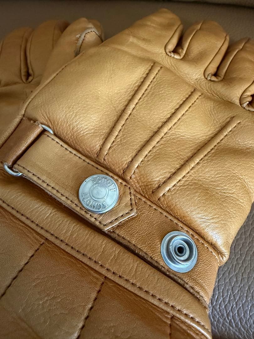 Schott (ショット) ウィンター レザーグローブ ミッド キャメル色