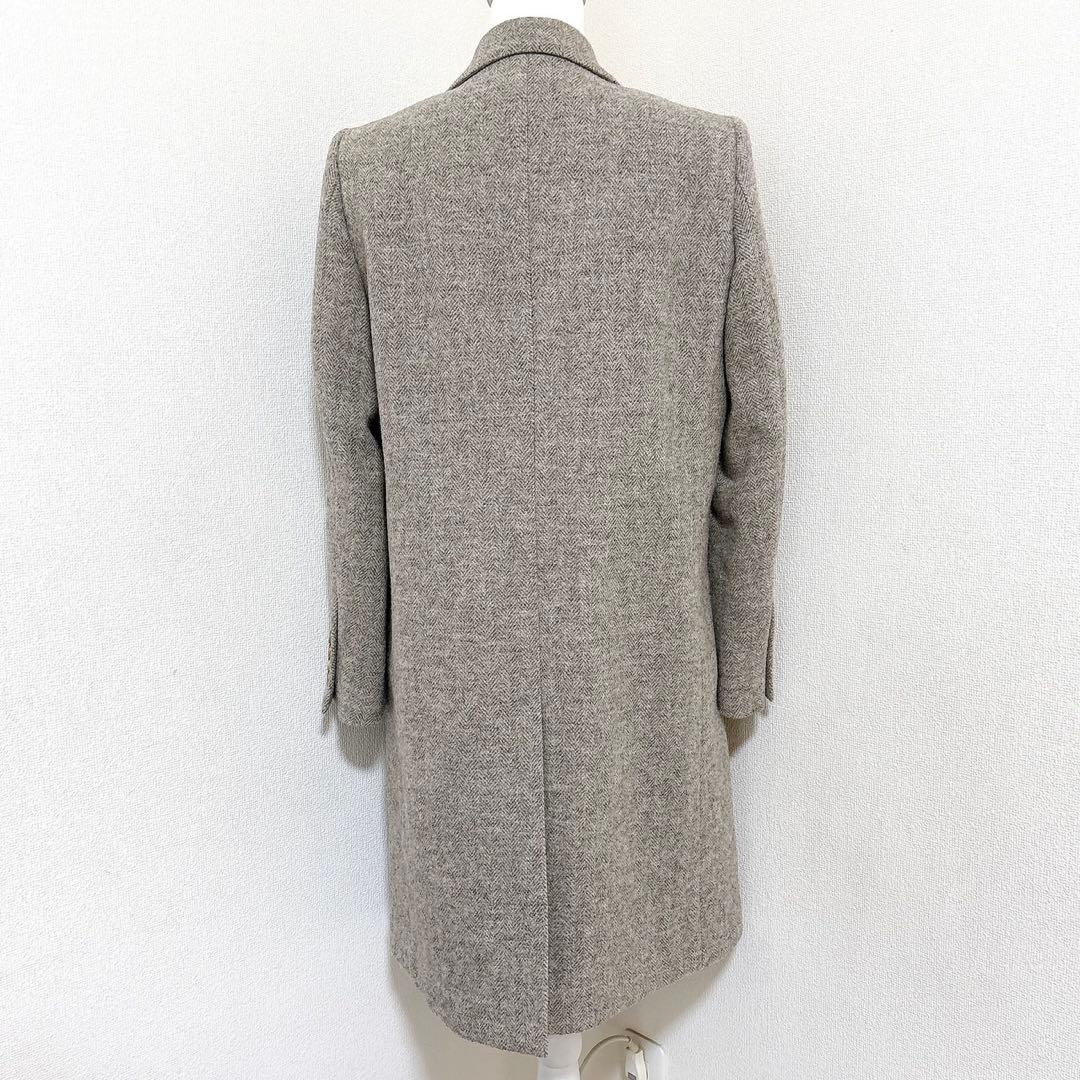 マーガレットハウエル チェスターコート ウール100%ヘリンボーンロングアウター
