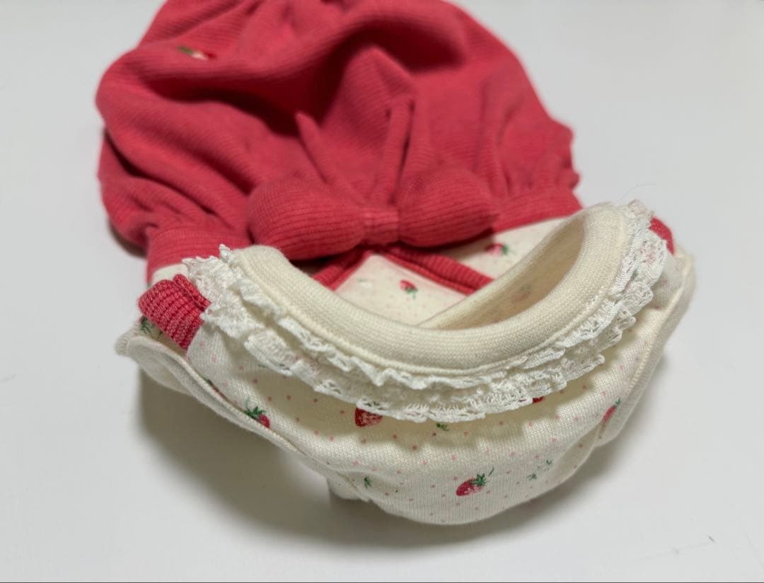 ダックスフンド服　商品受付ページ　カボパンロンパース　つなぎ　犬服　苺　いちご