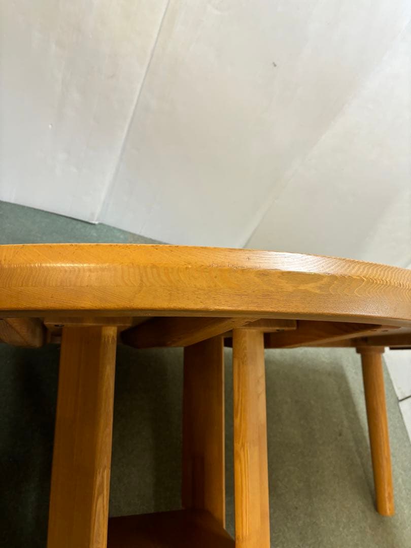 ② 165サイズ　変形P型　ダイニングテーブル　タモ無垢材