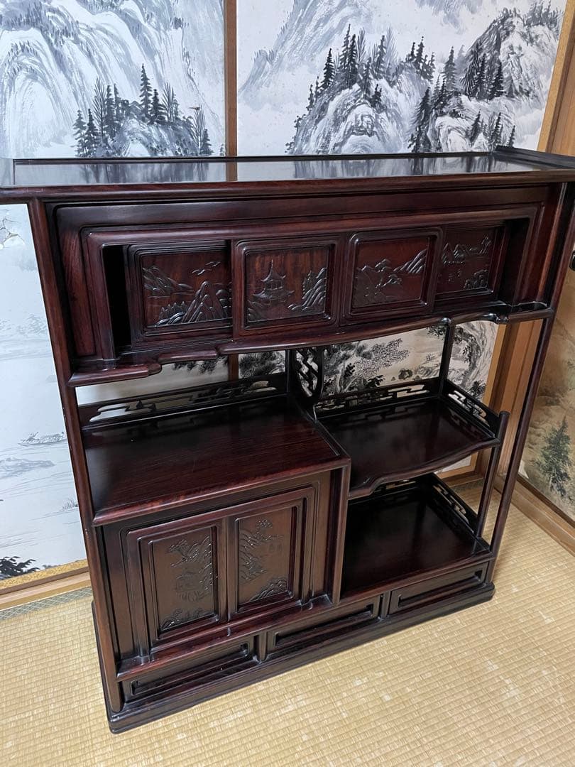 茶棚　アンティーク家具　唐木　花梨　紫檀　収納棚　中国家具　骨董品　古美術品
