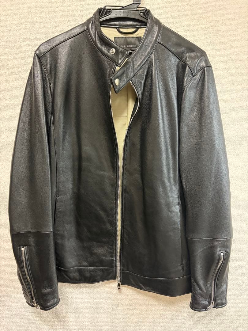 ナノ・ユニバース　ラムレザー　シングルライダースジャケット
