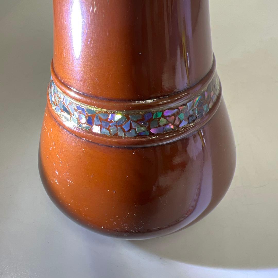 金屋庄兵衛　鋳銅螺鈿花入　木箱付　高さ25.5㎝/800g 東Y8-0123①