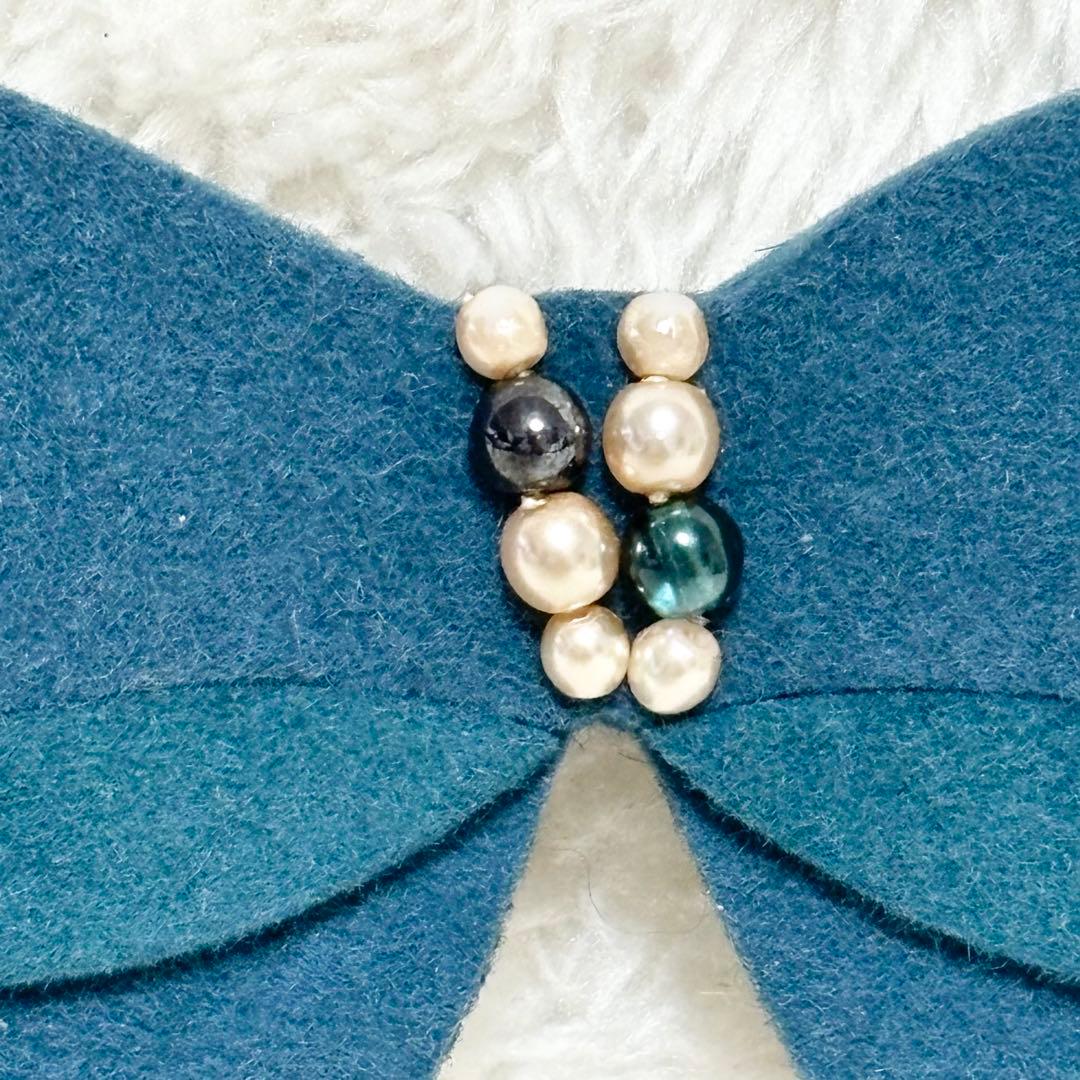 【極美品】CHANEL ブローチ グリーン ココマーク リボン パール フェルト