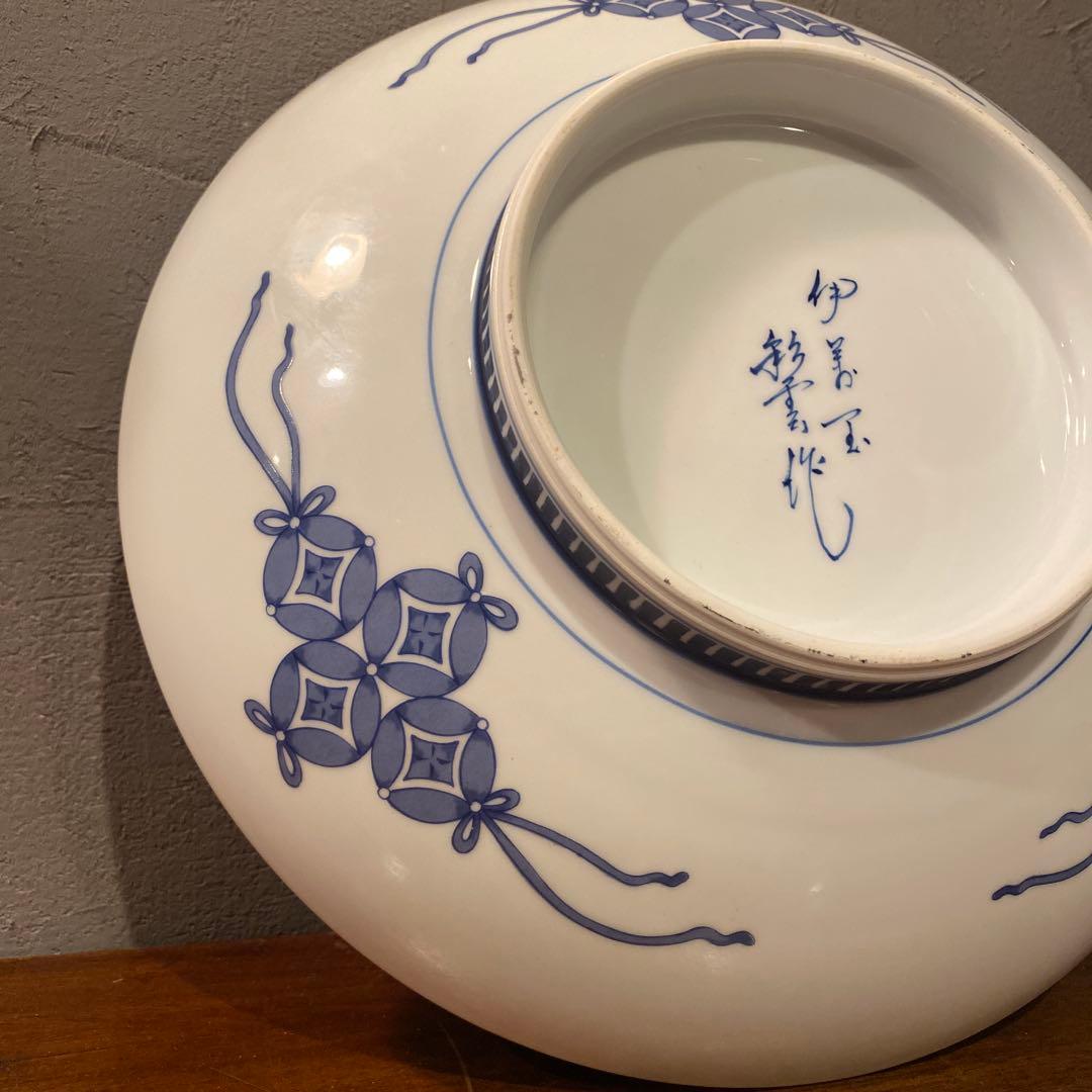 有田焼 色鍋島高台皿 船津彩雲 31cm大皿 共箱付き 古伊万里 骨董品