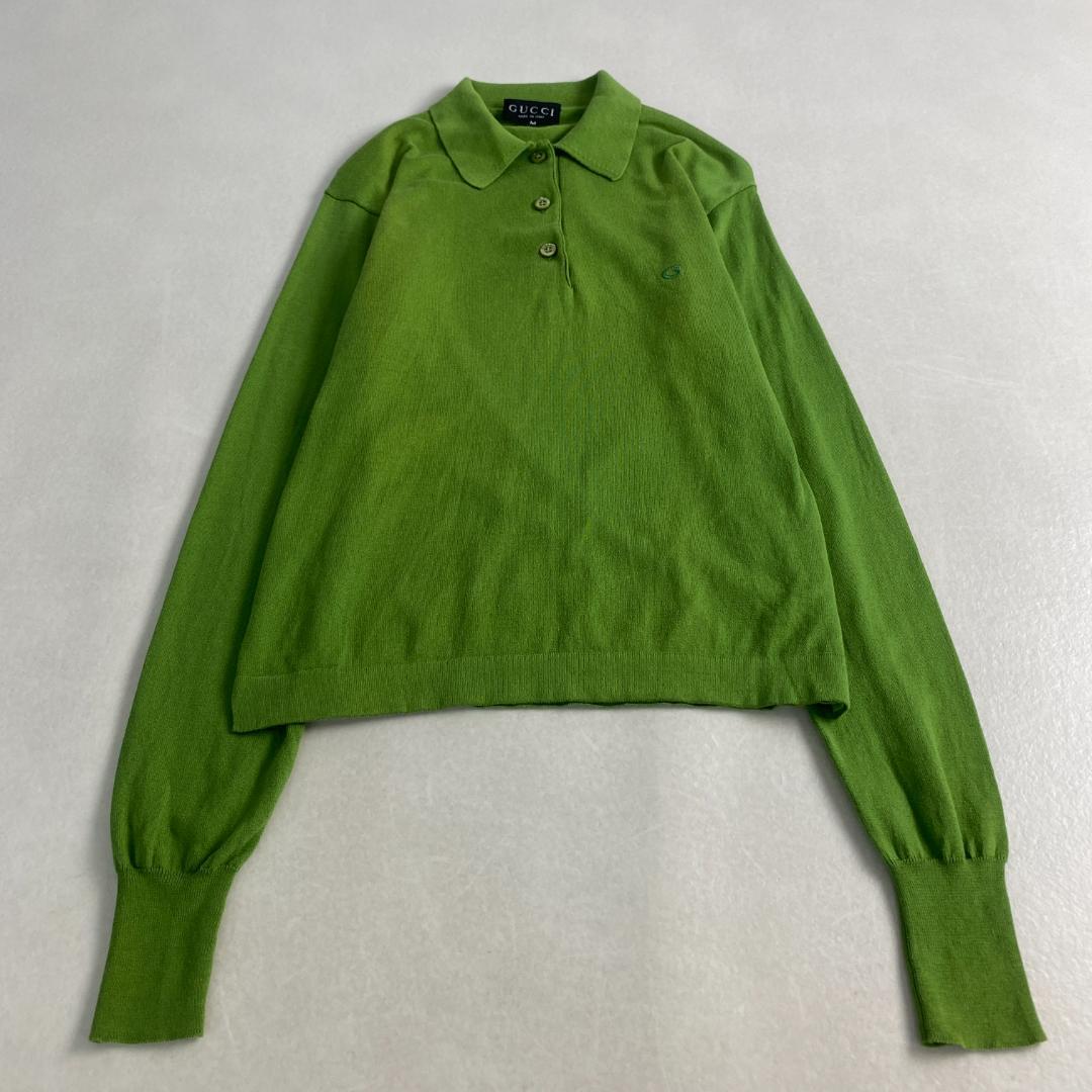 グッチ　ポロシャツ　ロゴ刺しゅう　クロップド丈　イタリア製 ワンポイント刺しゅう