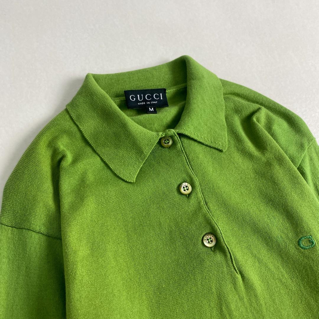 グッチ　ポロシャツ　ロゴ刺しゅう　クロップド丈　イタリア製 ワンポイント刺しゅう