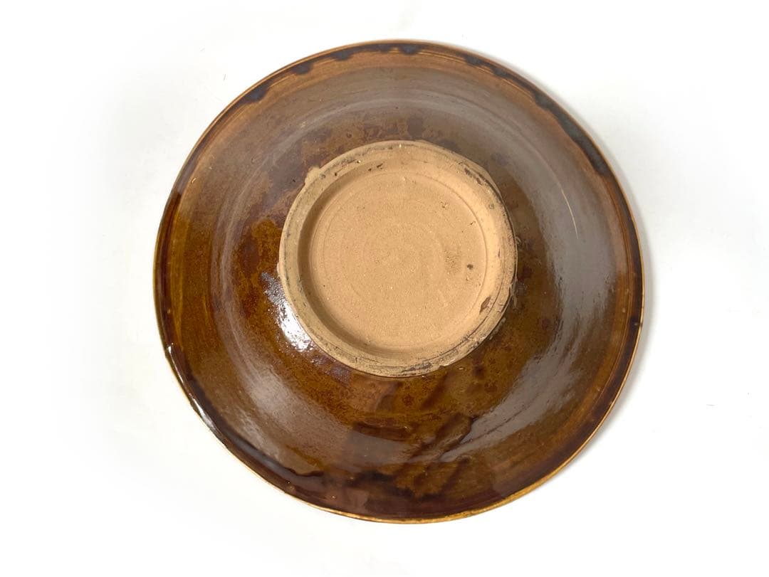 民芸　民藝　手仕事　大分県　小鹿田焼　飛び鉋　深皿　大皿　鉢　飴釉　流し掛け