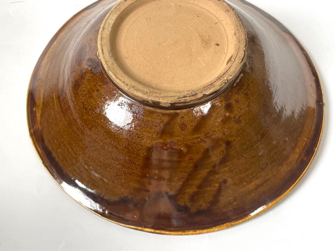 民芸　民藝　手仕事　大分県　小鹿田焼　飛び鉋　深皿　大皿　鉢　飴釉　流し掛け