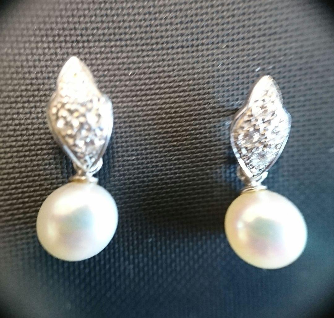 ヴィンテージ プラチナ Pt900アコヤ パールピアス ダイヤモンド