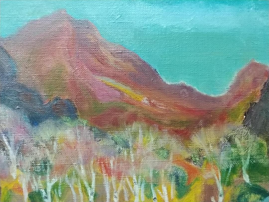 油絵 「奥日光」湯元 油彩画 絵画 F4 真作 風景画 アート