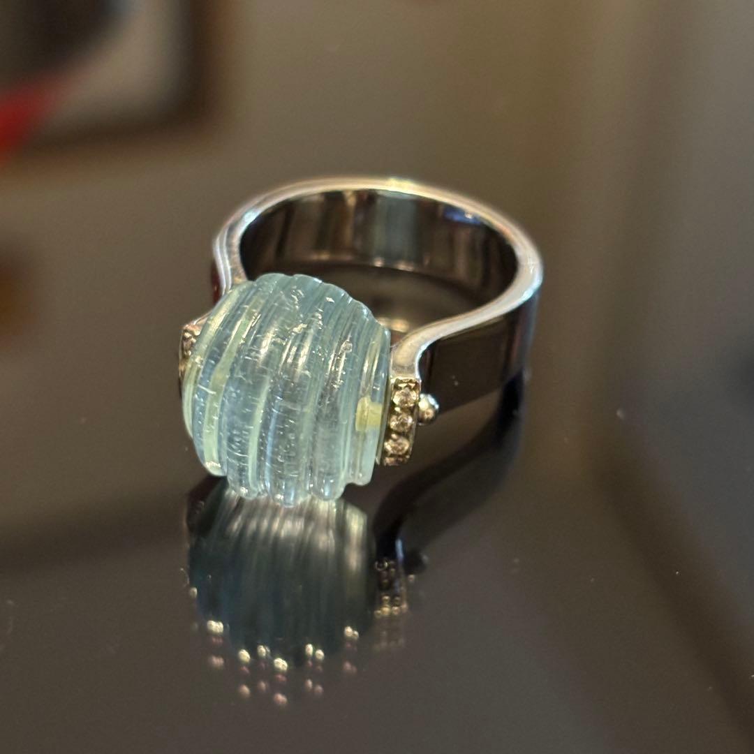 トトロ　BIBIGI ホワイトゴールド 18金WG アクアマリン ダイヤ