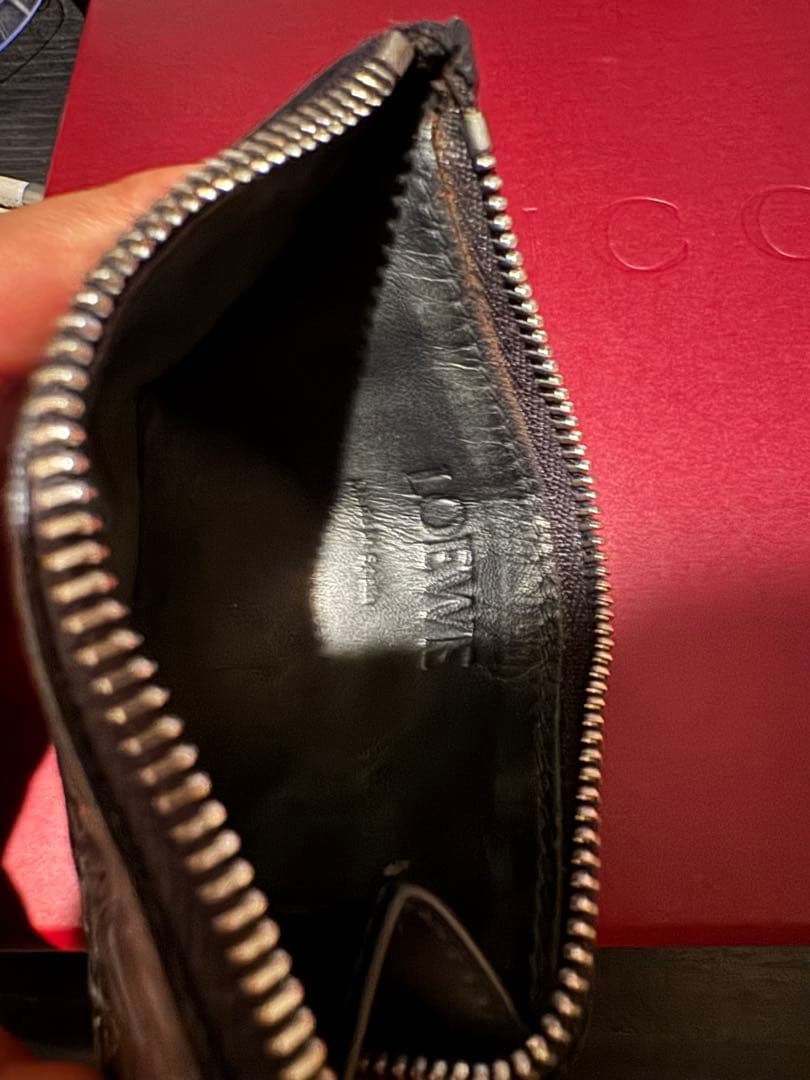 ロエベ　フラグメントケース　ケース　アナグラム　型押し　ブラック