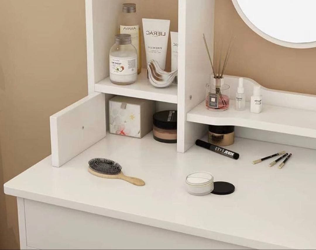 大人気❣️ドレッサー⭐️丸鏡 40奥行き x 60幅 x 119高さ　ホワイト