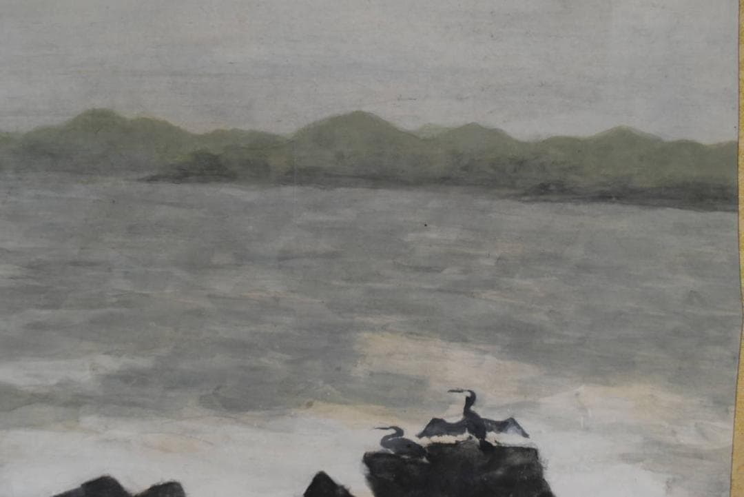 【真作】松浦満/海鳥図/掛軸/名家伝来/AA-885