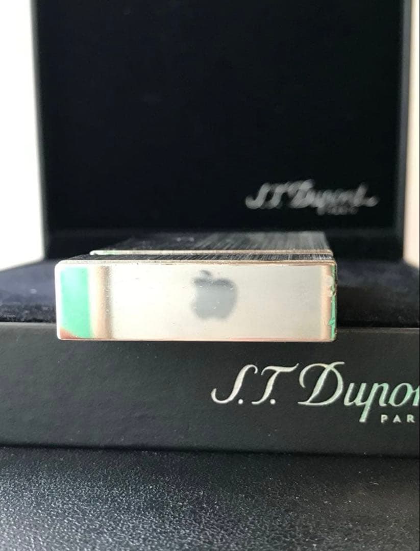 開閉音あり　快音キィーーン　デュポン　ガスライター　シルバー　ライン２