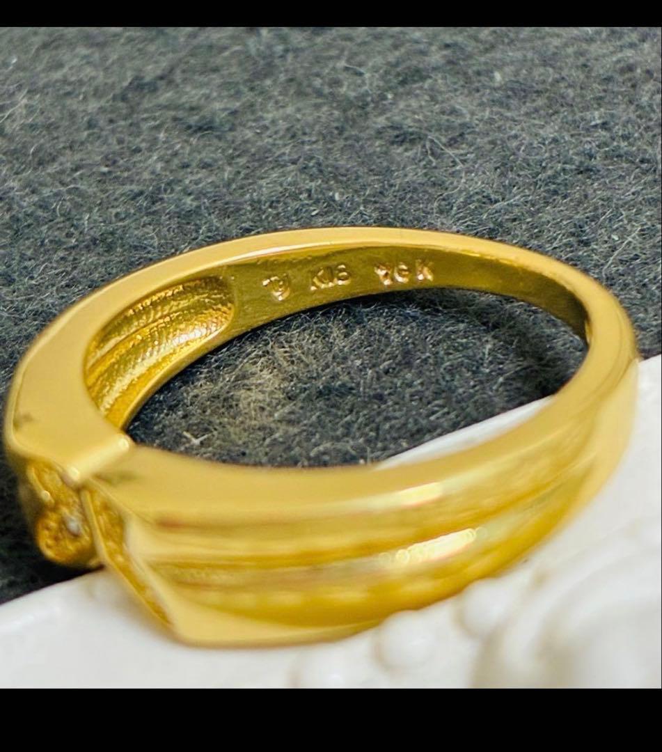 デザインリング　素材不明　刻印:k18 ygk