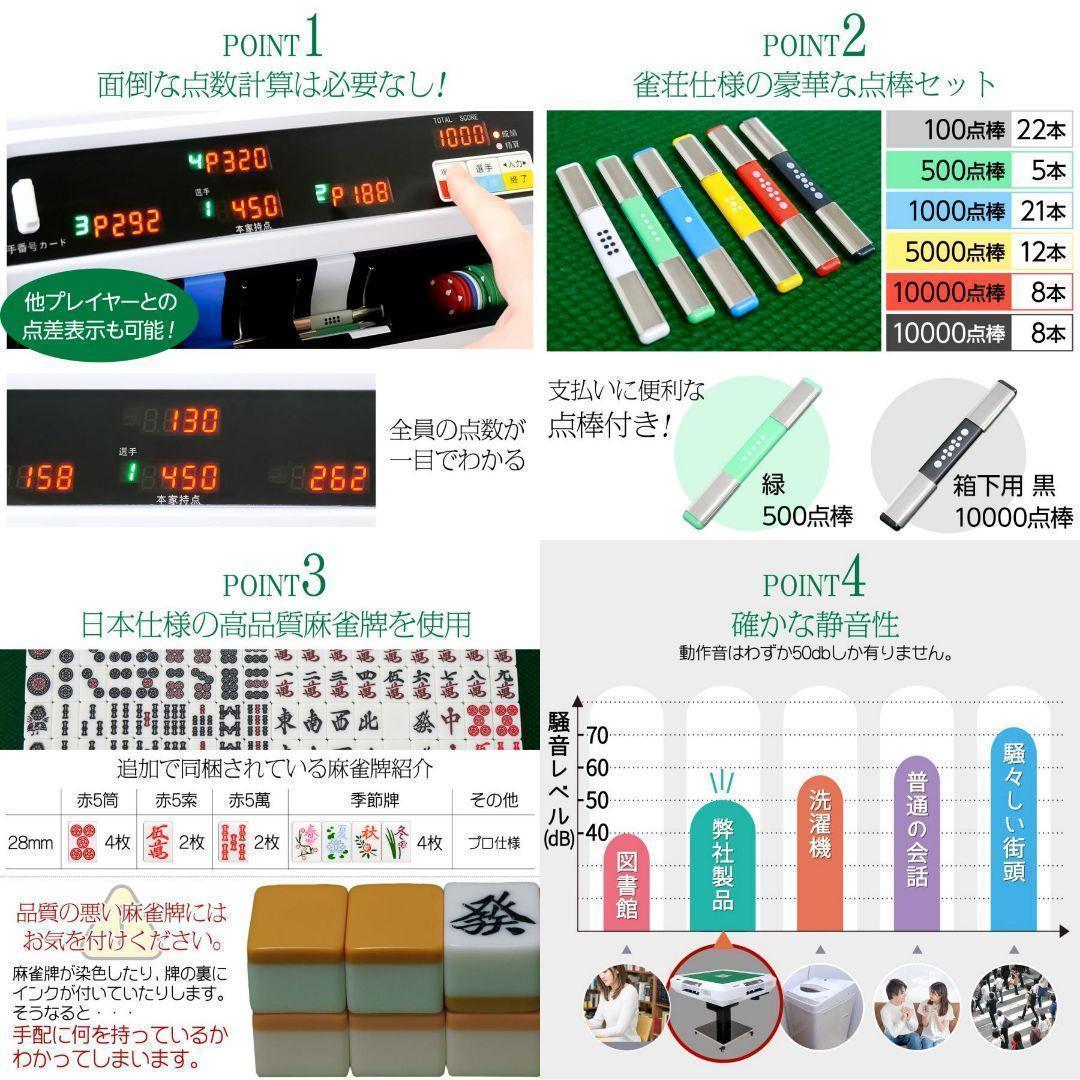 新品＊全自動麻雀卓＋テーブルボード付点数表示 折りたたみガラス脚R2613