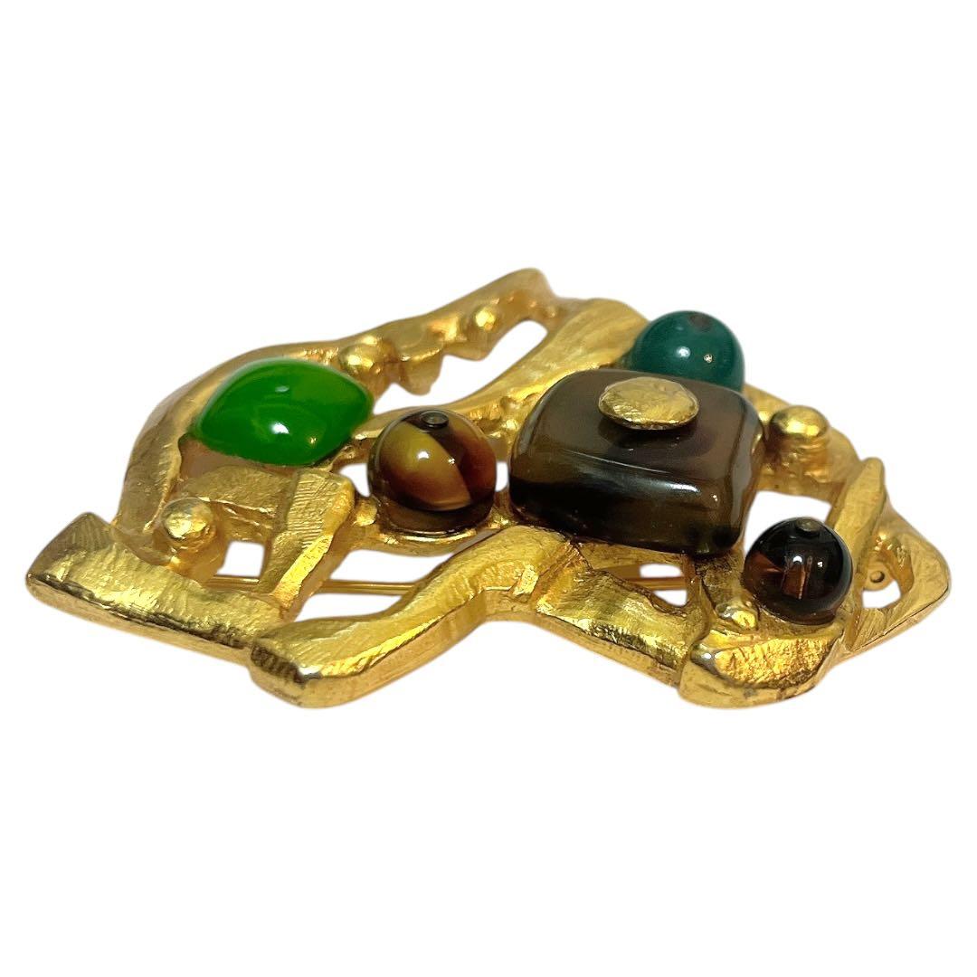 【美品★希少】クリスチャンラクロワ ブローチ ハート カラーストーン