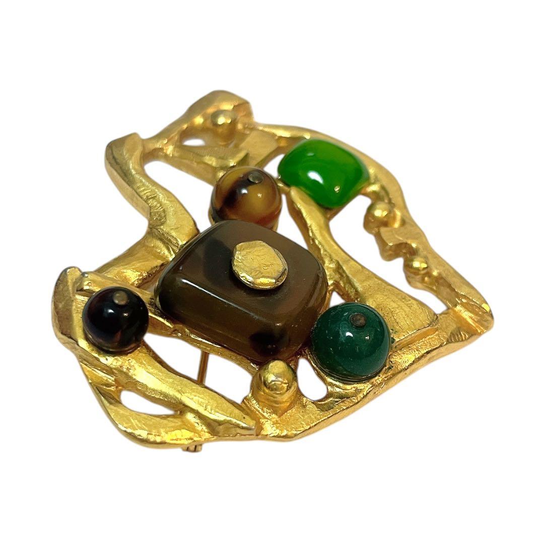 【美品★希少】クリスチャンラクロワ ブローチ ハート カラーストーン