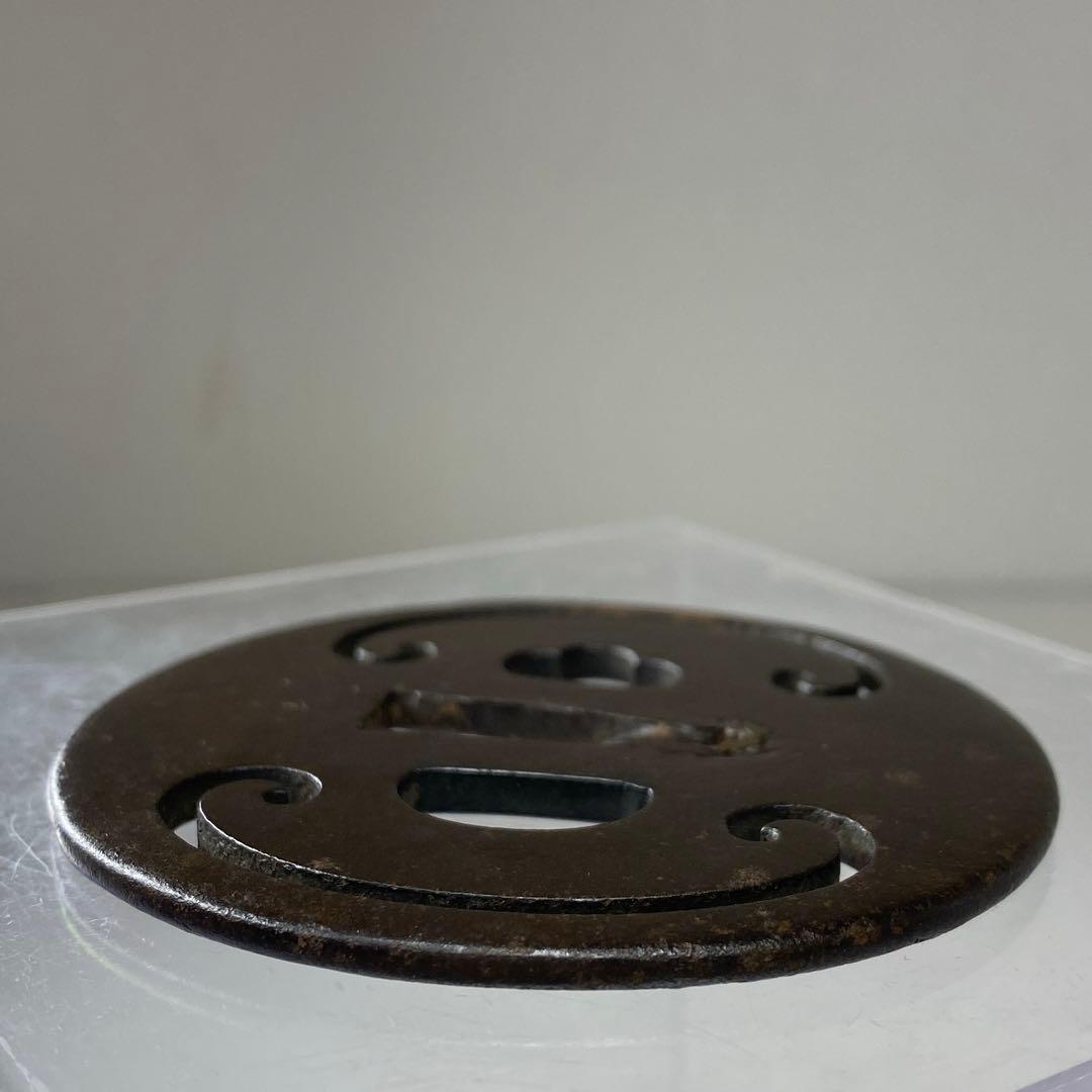 江戸時代　銖製　鍔　7.6×7.6㎝　100g トヒチ　東な7-0304☆2F