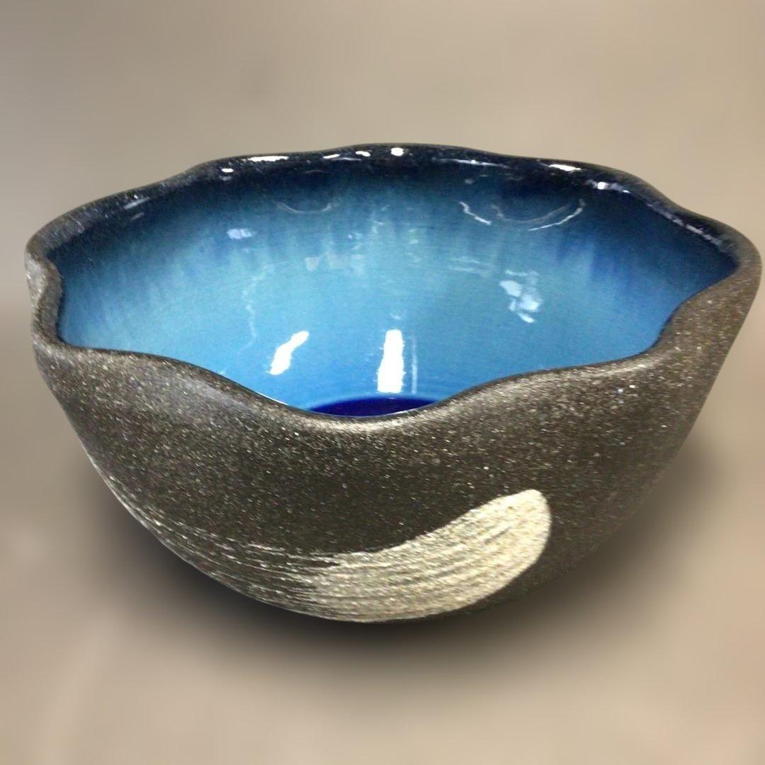 信楽焼　陶器　めだか鉢　睡蓮鉢　ブルー(大)37cm